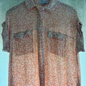 Lost + Wander Peach Floral Button-Up Dress